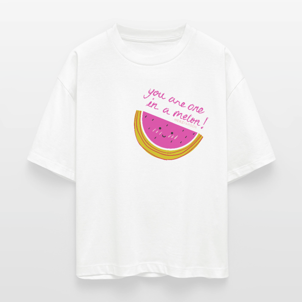 Herzfarben Damen T-Shirt „You Are One in a Melon“ – Bio-Baumwolle Statement Shirt | auch für Kinder - Weiß