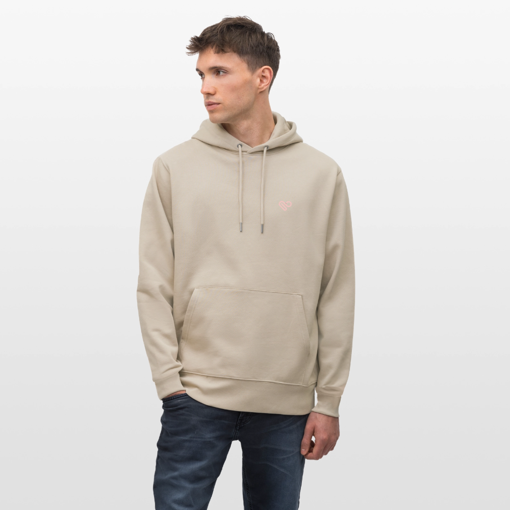 Hoodie „Think outside the box“ – Kreativer Sprüche Hoodie aus 100% Bio-Baumwolle - Beige