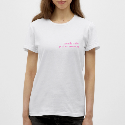 T-Shirt „A smile is the prettiest accessory“ | 100% Baumwolle | Statement Shirt - Weiß