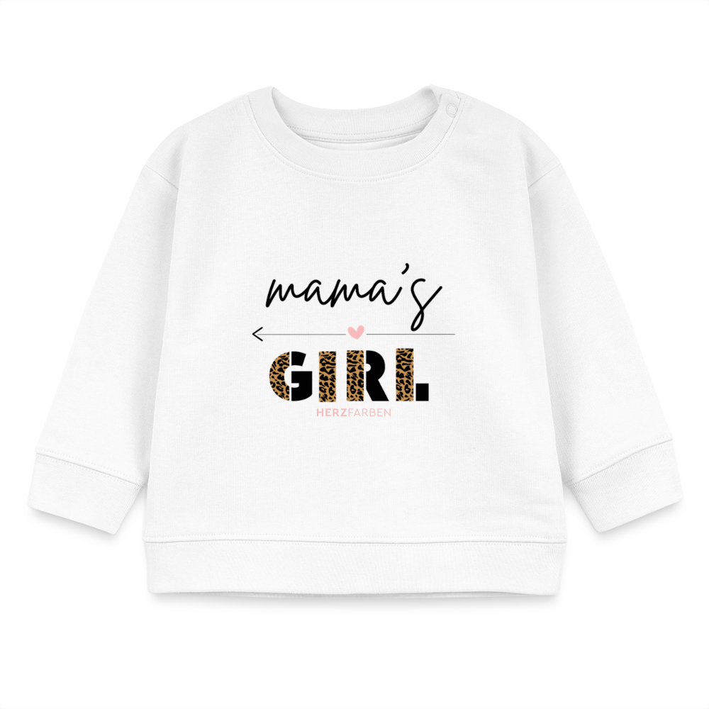 Bio Baby Pullover „Mama’s Girl“ – Süßer Baby Sweater mit Leoparden-Print - Weiß