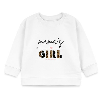 Bio Baby Pullover „Mama’s Girl“ – Süßer Baby Sweater mit Leoparden-Print - Weiß