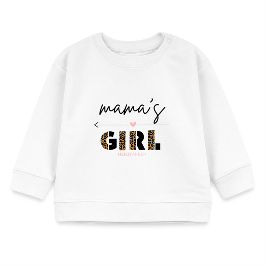 Bio Baby Pullover „Mama’s Girl“ – Süßer Baby Sweater mit Leoparden-Print - Weiß