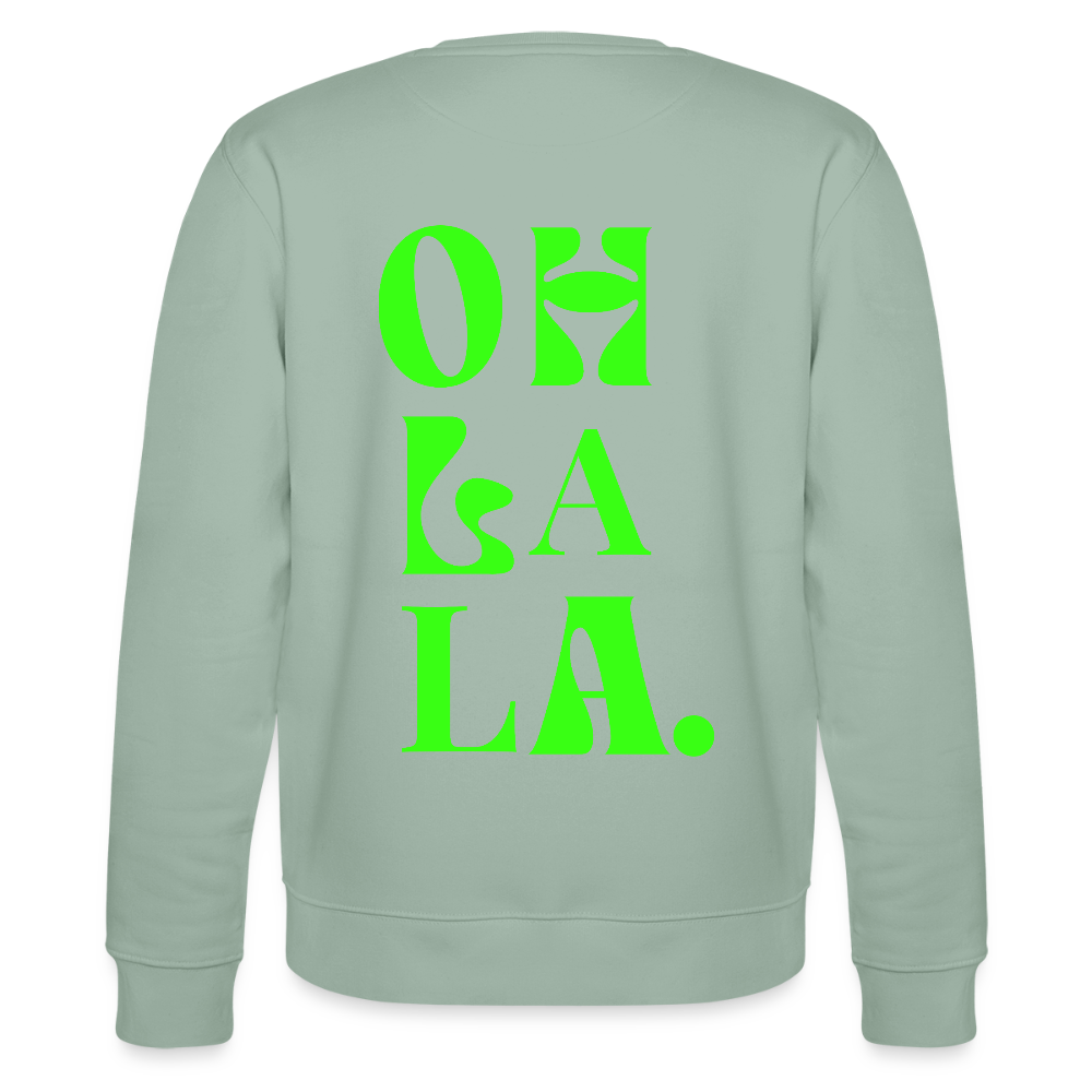 Sweatshirt „OH LA LA“ – Statement Sweat aus 100 % Bio-Baumwolle - Helles Graugrün