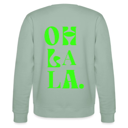 Sweatshirt „OH LA LA“ – Statement Sweat aus 100 % Bio-Baumwolle - Helles Graugrün
