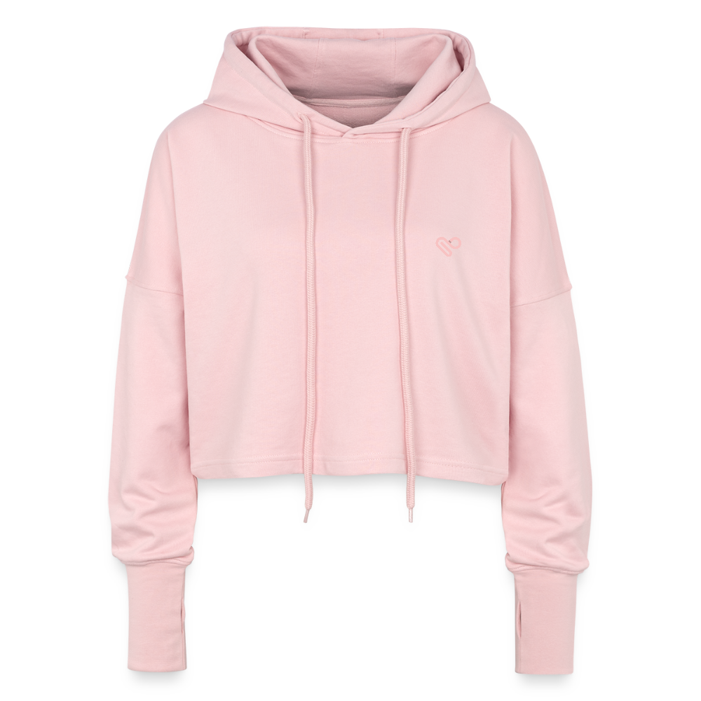 No Bad Vibes Cropped Hoodie – Spiritueller Damen Hoodie mit Nazar-Amulett - Hellrosa
