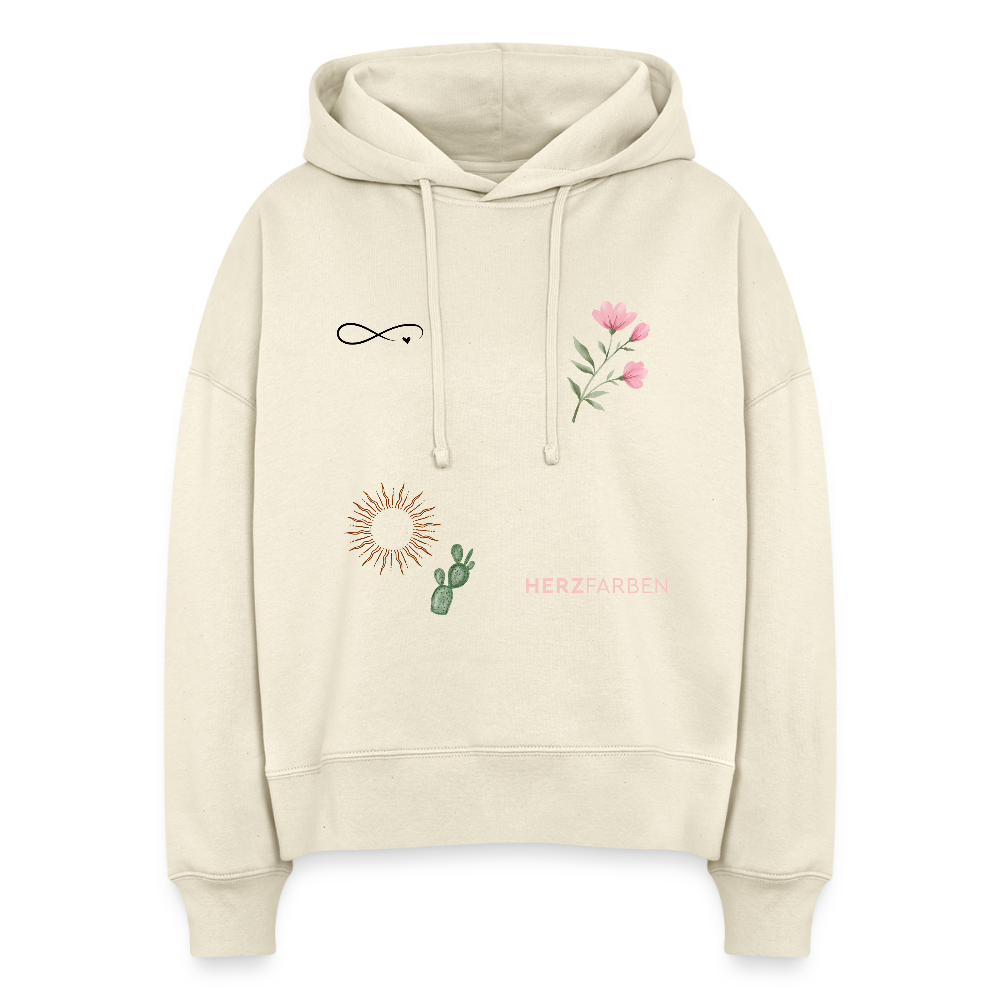 Herzfarben Hoodie – Symbol Love & Nature | 100% Bio-Baumwolle & vegan - Weißgrau