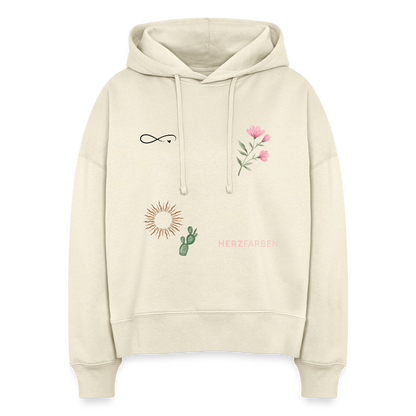 Herzfarben Hoodie – Symbol Love & Nature | 100% Bio-Baumwolle & vegan - Weißgrau