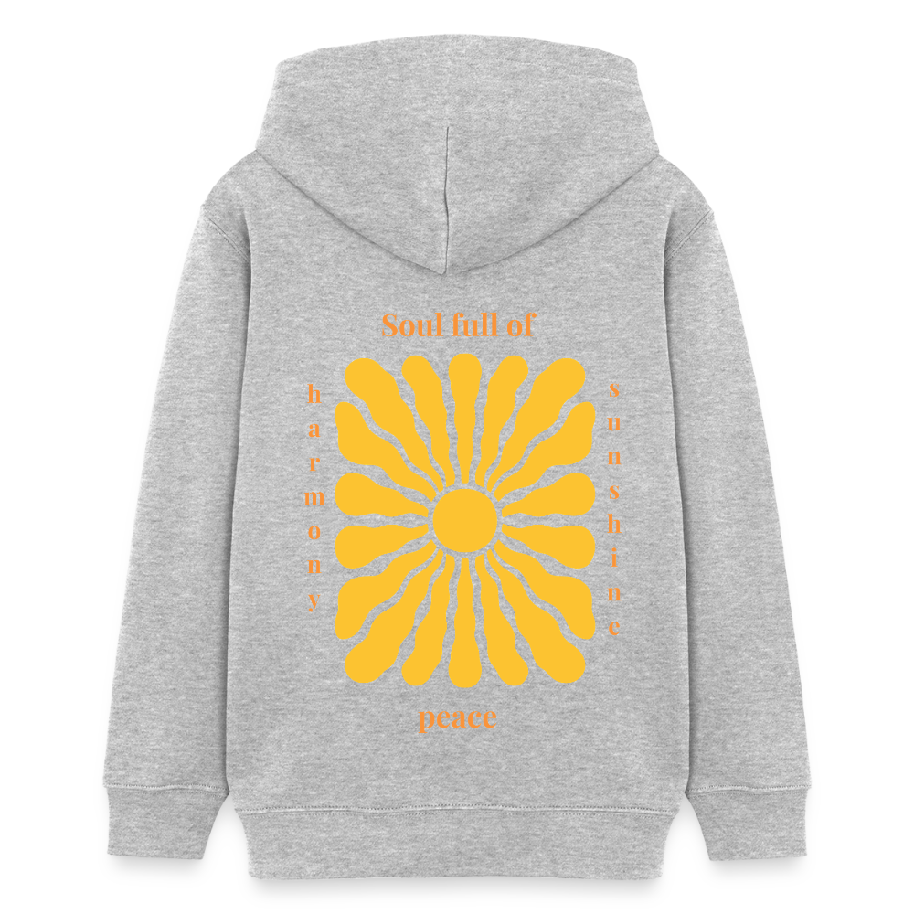 Soul full of Sunshine Kinder Hoodie – Sonnenschein, Harmonie & Peace 🌞 - Grau meliert