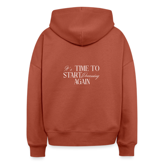 Hoodie „It’s Time to Start Dreaming Again“ – Bio-Baumwolle, fair & nachhaltig - Terrakotta
