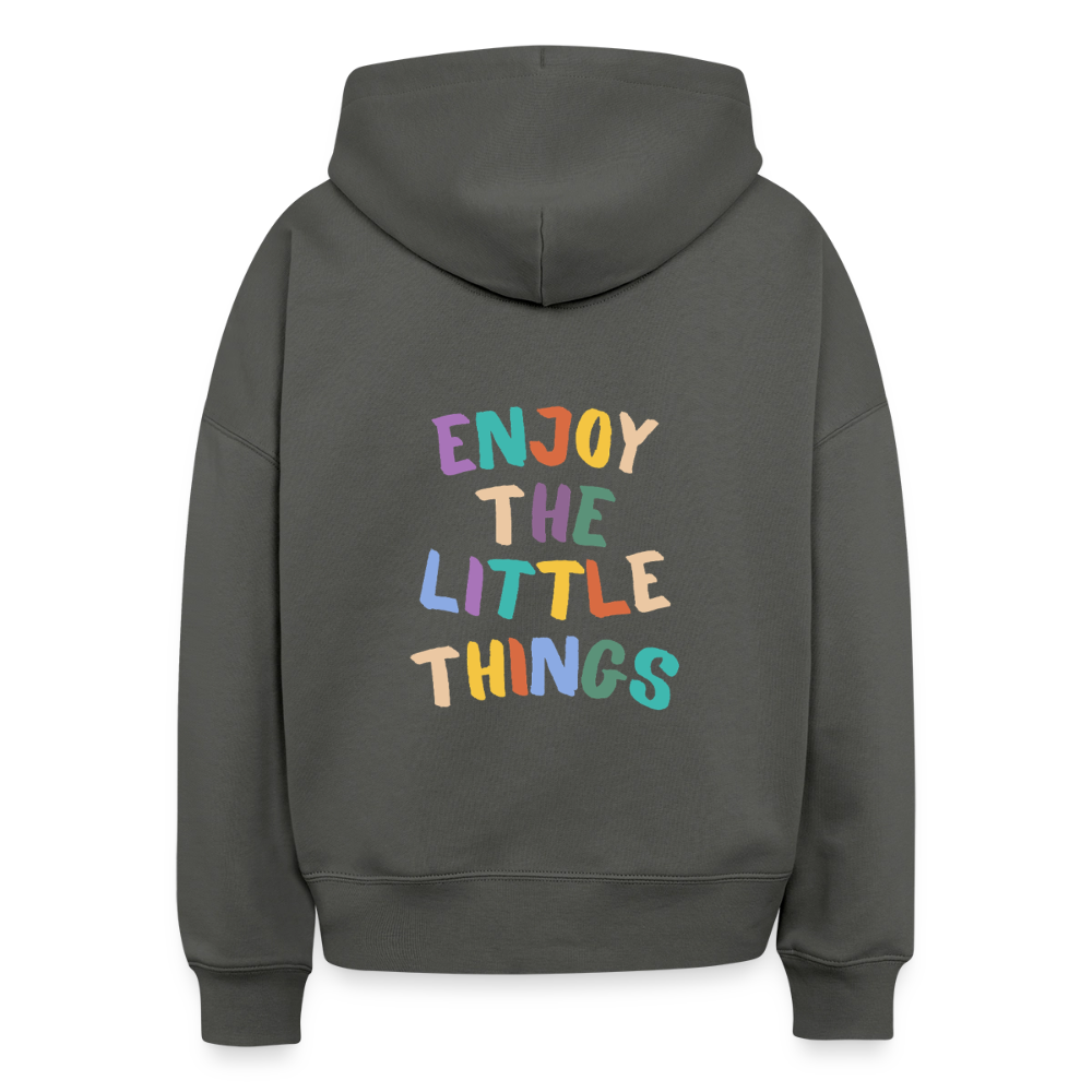Bio Hoodie „Enjoy the little things“ – Nachhaltiger Kapuzenpullover aus 100% Bio-Baumwolle - Anthrazit