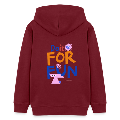 Kinder Hoodie – „Do it for Fun“ – aus 100% Bio-Baumwolle / 9 - 13 Jahre - Burgunderrot