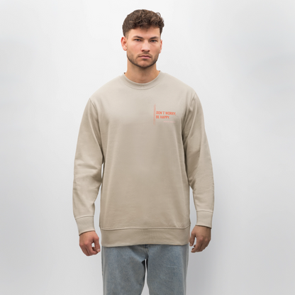 Sweatshirt „Don’t Worry, Be Happy“ – Minimal Design aus 100 % Bio-Baumwolle - Beige