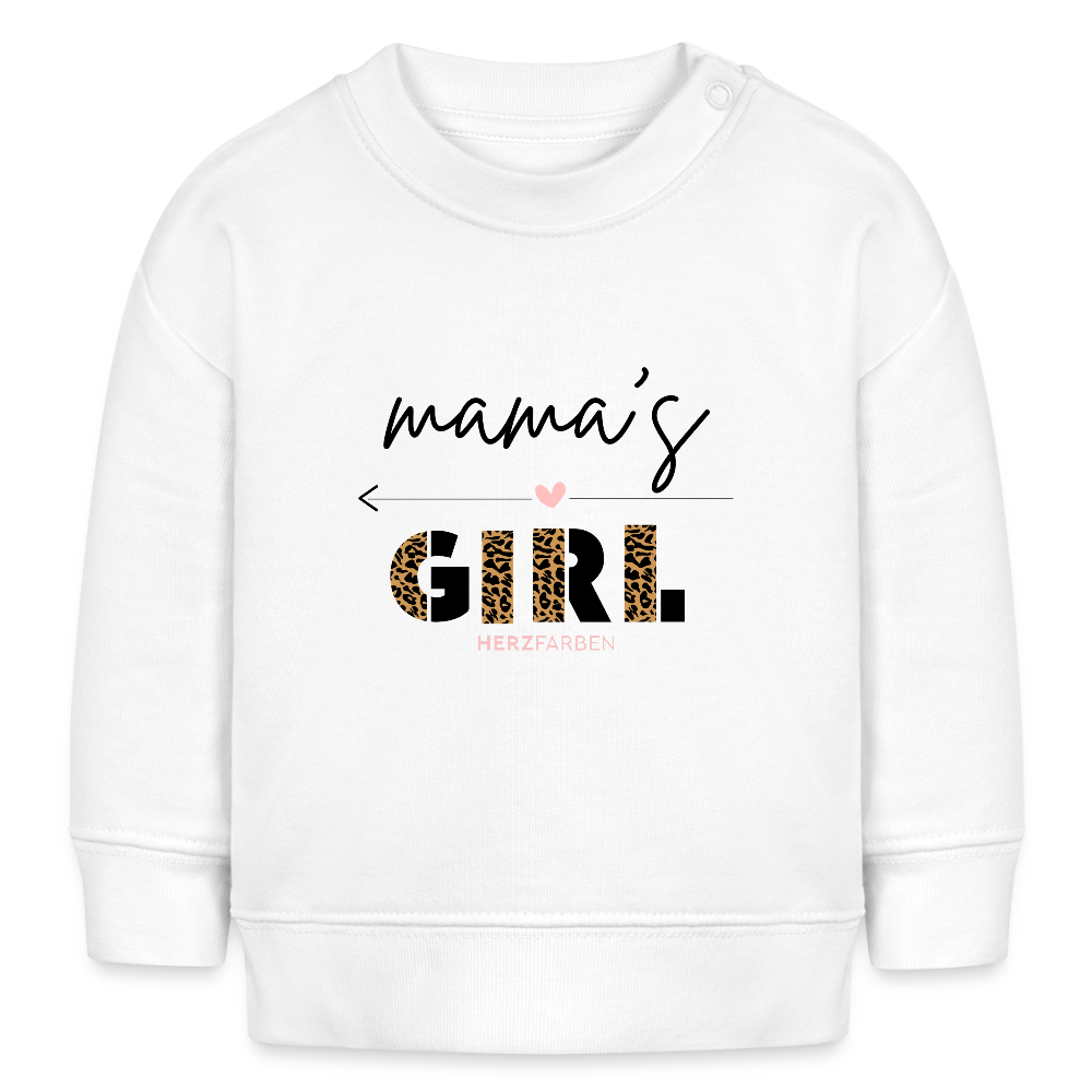 Bio Baby Pullover „Mama’s Girl“ – Süßer Baby Sweater mit Leoparden-Print - Weiß