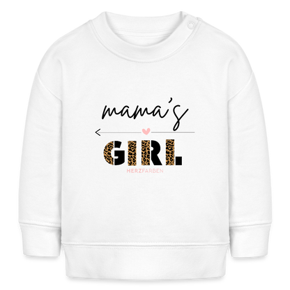 Bio Baby Pullover „Mama’s Girl“ – Süßer Baby Sweater mit Leoparden-Print - Weiß