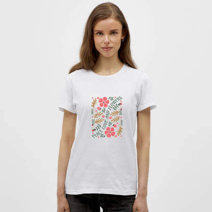 Peace Love and Flowers T-Shirt – Retro Boho Hippie Shirt | Flower Power Tee - Weiß