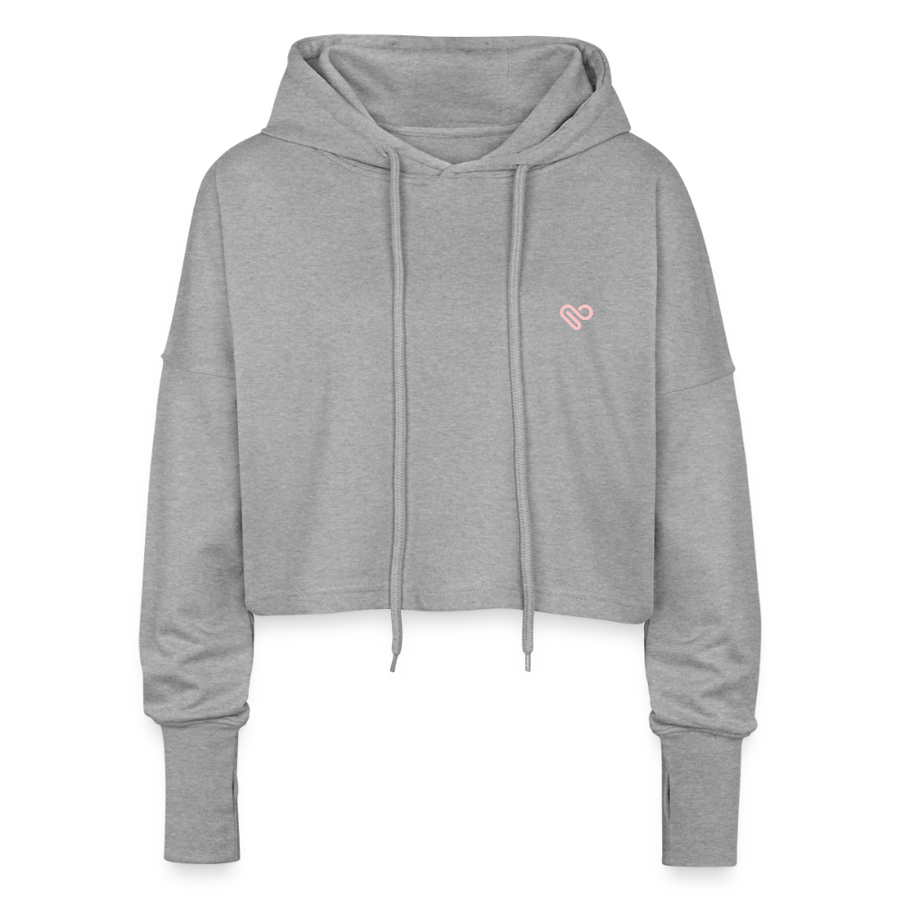 Positive Mind Vibes Life Cropped Hoodie – Streetwear Damen Hoodie mit Motivationsspruch - Grau meliert