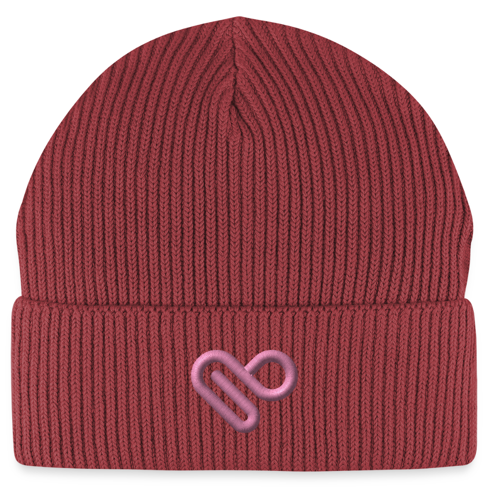 Herzfarben Mütze – Cremefarbene Mütze aus 95 % Bio-Baumwolle & 5 % Elasthan - Erdrot