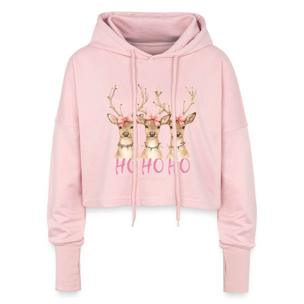 Cropped Hoodie „Ho Ho Ho – Reindeer“ 🦌🎀 - Hellrosa