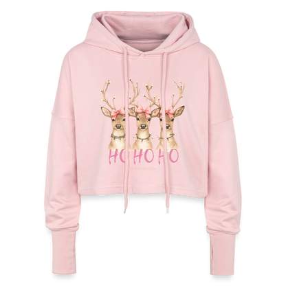 Cropped Hoodie „Ho Ho Ho – Reindeer“ 🦌🎀 - Hellrosa