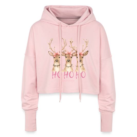 Cropped Hoodie „Ho Ho Ho – Reindeer“ 🦌🎀 - Hellrosa