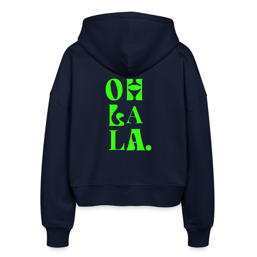 Zipp-Hoodie „OH LA LA“ – Trendiger Hoodie aus 100 % Bio-Baumwolle mit Neon-Print - Navy