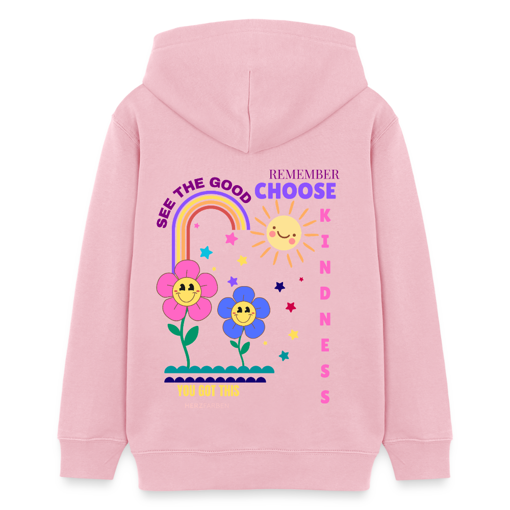 See the Good Kinder Hoodie – Bunter Hoodie mit Regenbogen & Blumen 🌸🌈☀️ - Hellrosa