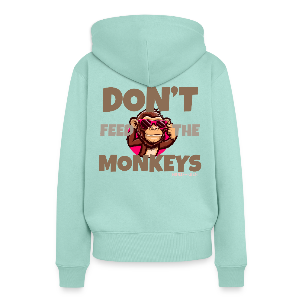 Herzfarben Damen Hoodie – DON’T FEED THE MONKEYS - Mint 