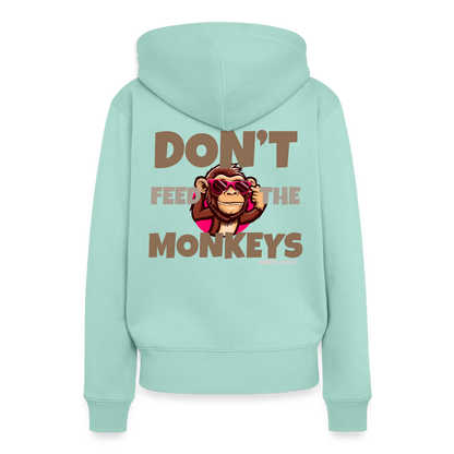 Herzfarben Damen Hoodie – DON’T FEED THE MONKEYS - Mint 