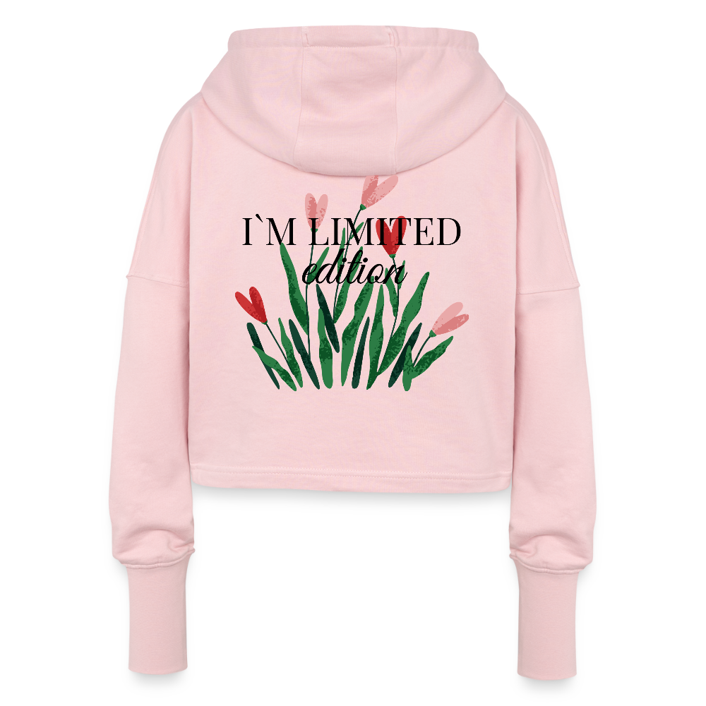I’m Not Cropped Hoodie – Streetwear Damen Hoodie mit Herzblumen-Design - Hellrosa