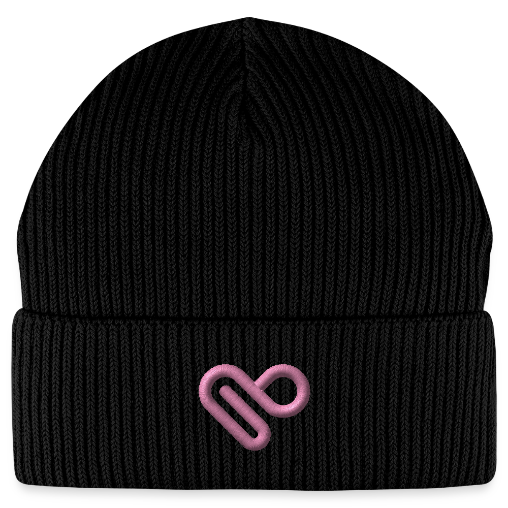 Herzfarben Mütze – Cremefarbene Mütze aus 95 % Bio-Baumwolle & 5 % Elasthan - Schwarz