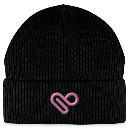 Herzfarben Mütze – Cremefarbene Mütze aus 95 % Bio-Baumwolle & 5 % Elasthan - Schwarz