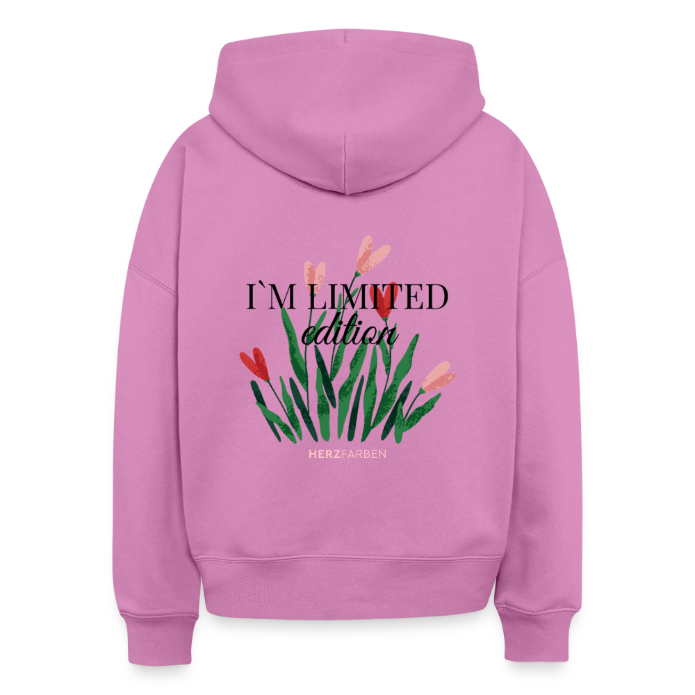 I’m Not Cropped Hoodie – Streetwear Damen Hoodie mit Herzblumen-Design 100% Bio Baumwolle - Pink