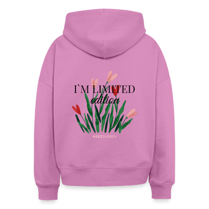 I’m Not Cropped Hoodie – Streetwear Damen Hoodie mit Herzblumen-Design 100% Bio Baumwolle - Pink