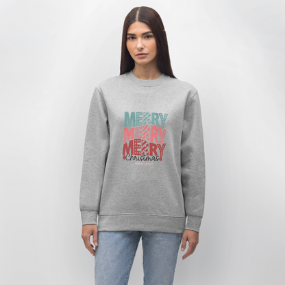 Sweatshirt „Merry Merry Merry Christmas“ 🎅✨ | 100% Bio-Baumwolle - Grau meliert
