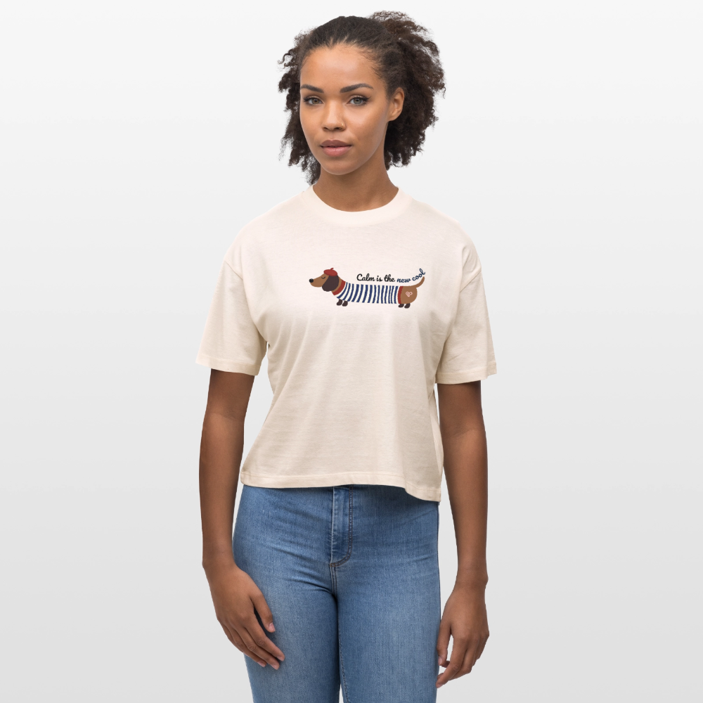 Herzfarben Damen T-Shirt „Calm is the New Cool“ – Frauen Shirt aus 100 % Bio-Baumwolle - Naturroh