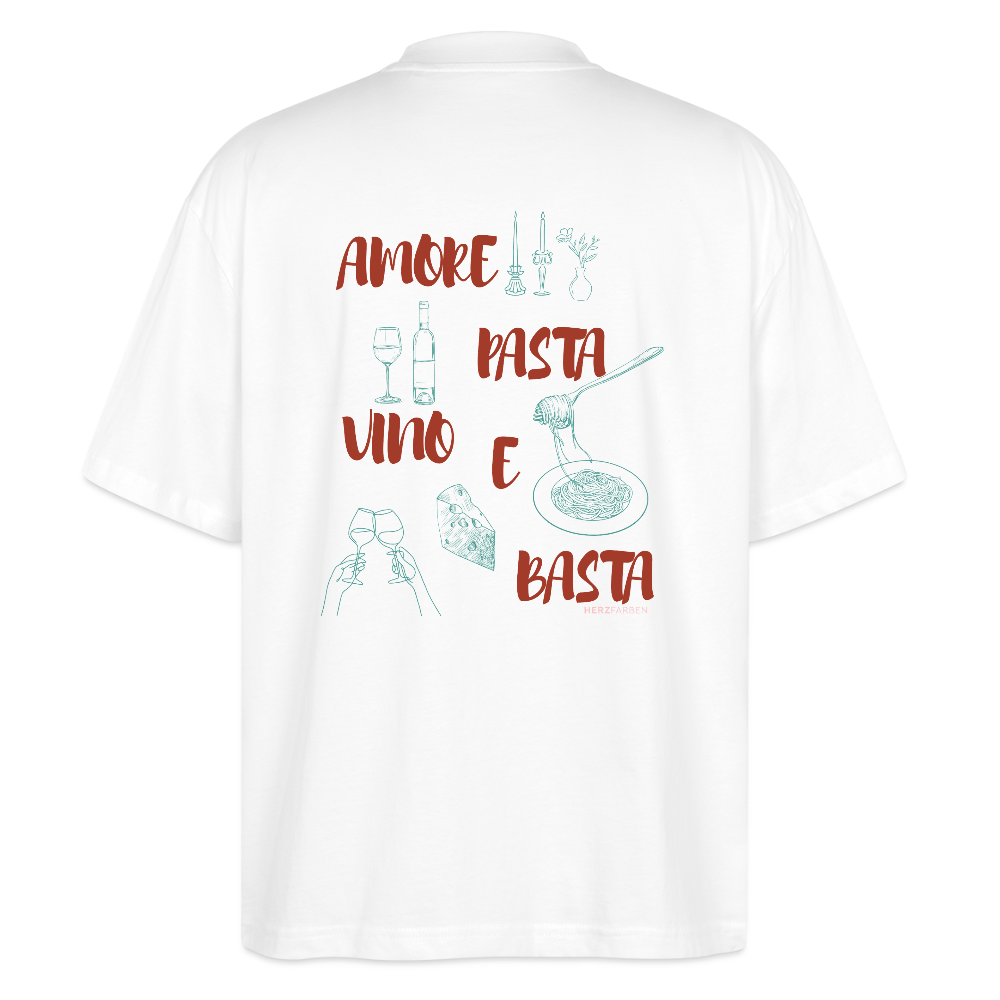 Amore Pasta Vino e Basta – T-Shirt aus 100 % Bio-Baumwolle | Italienisches Statement Shirt nachhaltig - Weiß