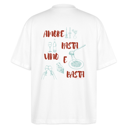 Amore Pasta Vino e Basta – T-Shirt aus 100 % Bio-Baumwolle | Italienisches Statement Shirt nachhaltig - Weiß