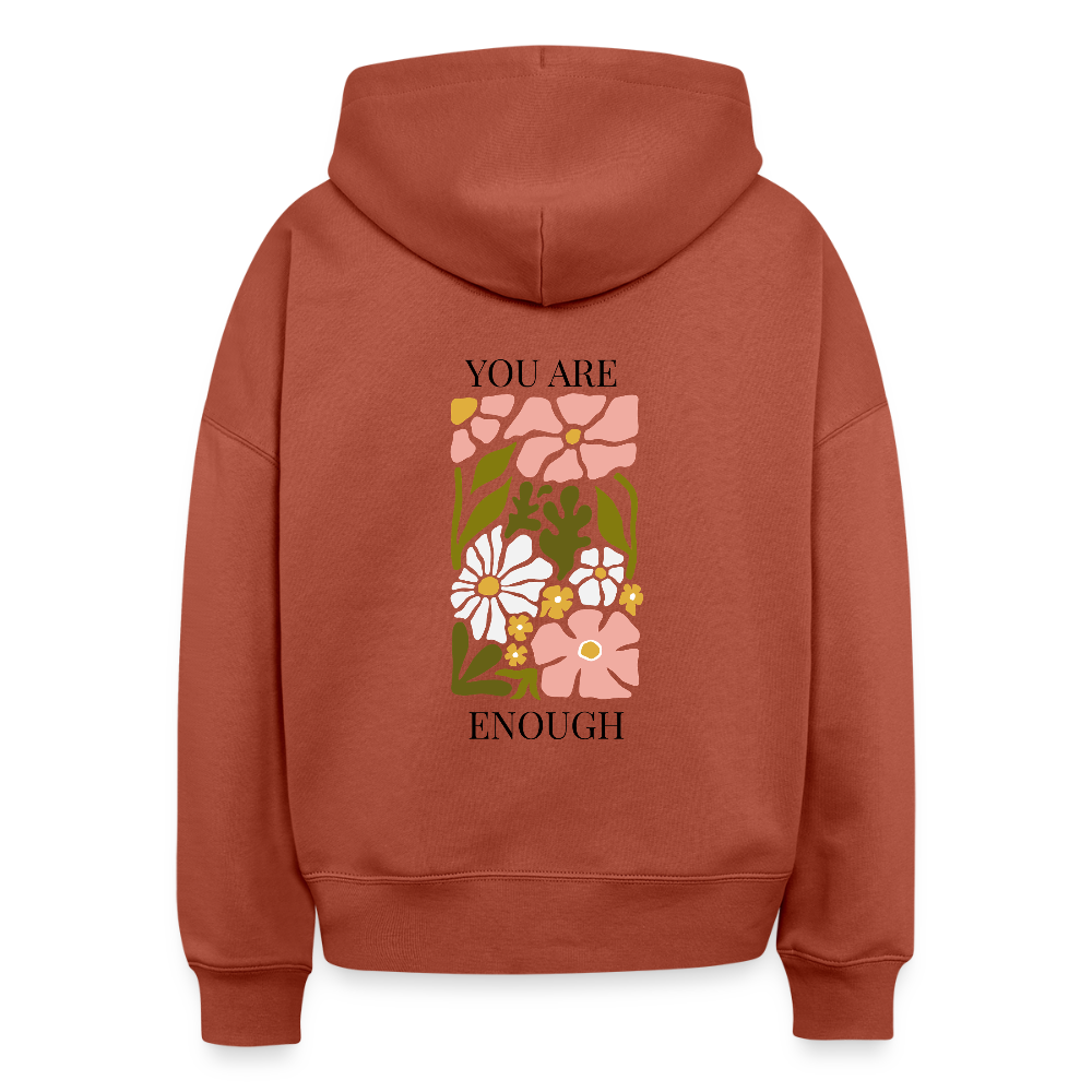 Hoodie „You Are Enough“ für Erwachsene – Nachhaltiger Kapuzenpullover aus 100% Bio-Baumwolle - Terrakotta