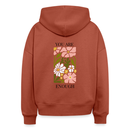 Hoodie „You Are Enough“ für Erwachsene – Nachhaltiger Kapuzenpullover aus 100% Bio-Baumwolle - Terrakotta