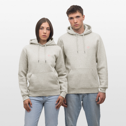 Hoodie „Think outside the box“ – Kreativer Sprüche Hoodie aus 100% Bio-Baumwolle - Beige meliert