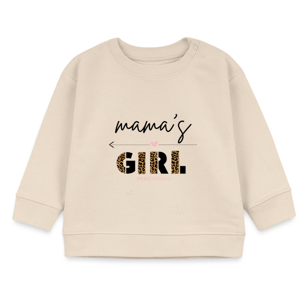 Bio Baby Pullover „Mama’s Girl“ – Süßer Baby Sweater mit Leoparden-Print - Weißgrau