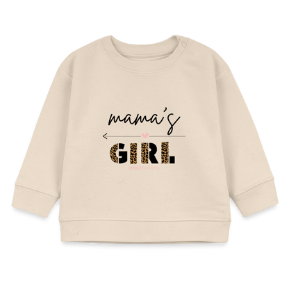 Bio Baby Pullover „Mama’s Girl“ – Süßer Baby Sweater mit Leoparden-Print - Weißgrau