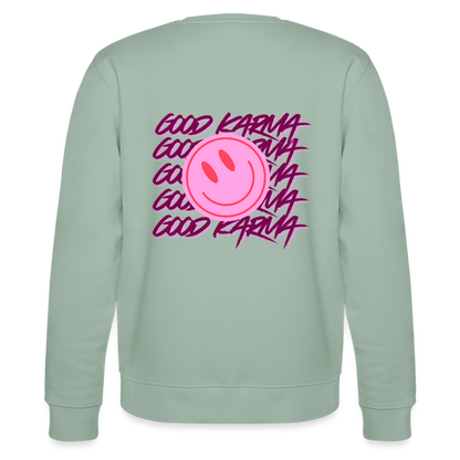 Sweatshirt „Good Karma“ – Statement Sweater aus 100 % Bio-Baumwolle - Helles Graugrün