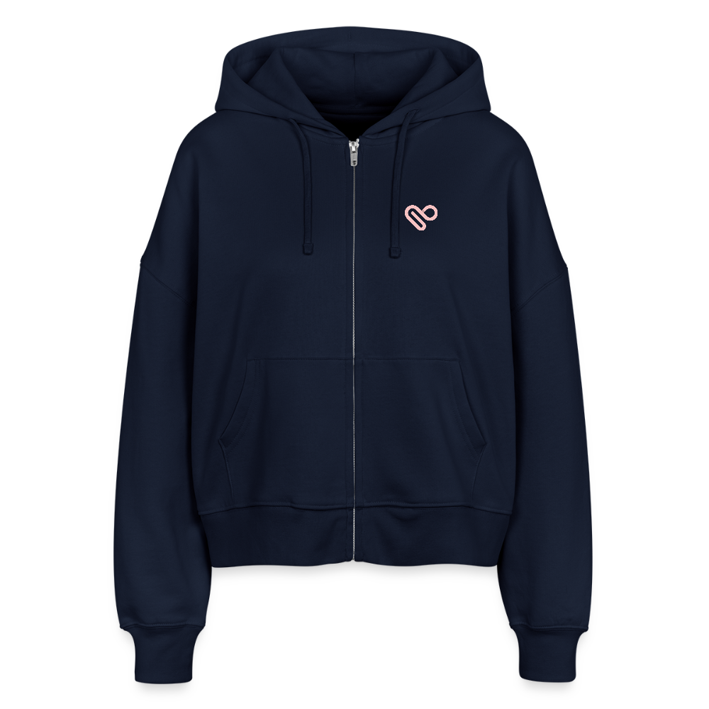 Zipp-Hoodie „OH LA LA“ – Trendiger Hoodie aus 100 % Bio-Baumwolle mit Neon-Print - Navy