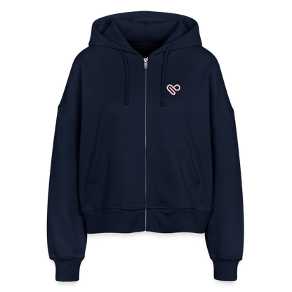 Zipp-Hoodie „OH LA LA“ – Trendiger Hoodie aus 100 % Bio-Baumwolle mit Neon-Print - Navy