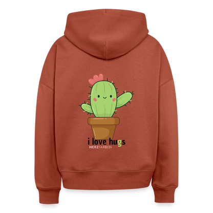 Hoodie „I love Hugs“ für Erwachsene – Nachhaltiger Kapuzenpullover aus 100% Bio-Baumwolle - Terrakotta