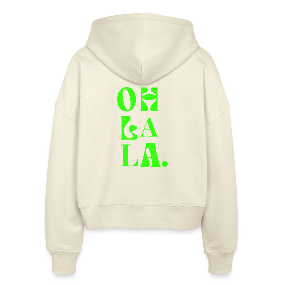 Zipp-Hoodie „OH LA LA“ – Trendiger Hoodie aus 100 % Bio-Baumwolle mit Neon-Print - Weißgrau