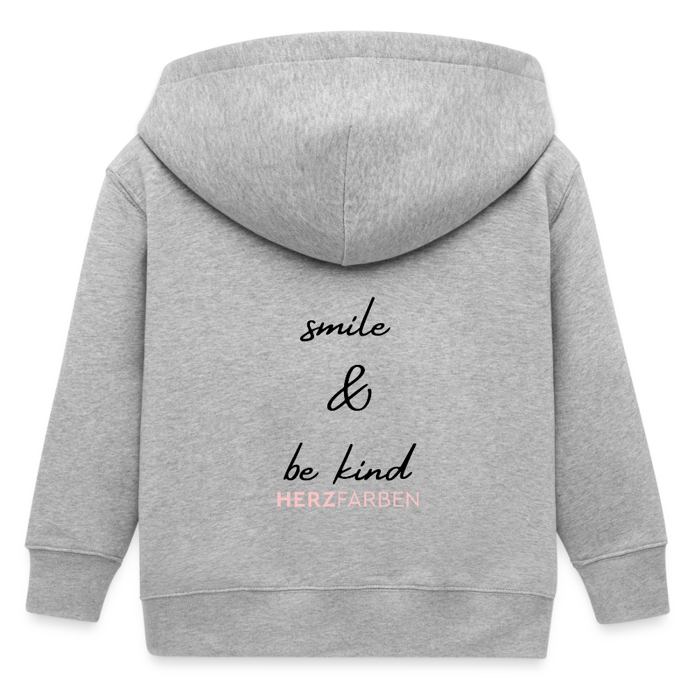 Smile Kinder Bio-Kapuzenjacke – Nachhaltige Jacke mit Rückendesign 🌿✨ - Grau meliert