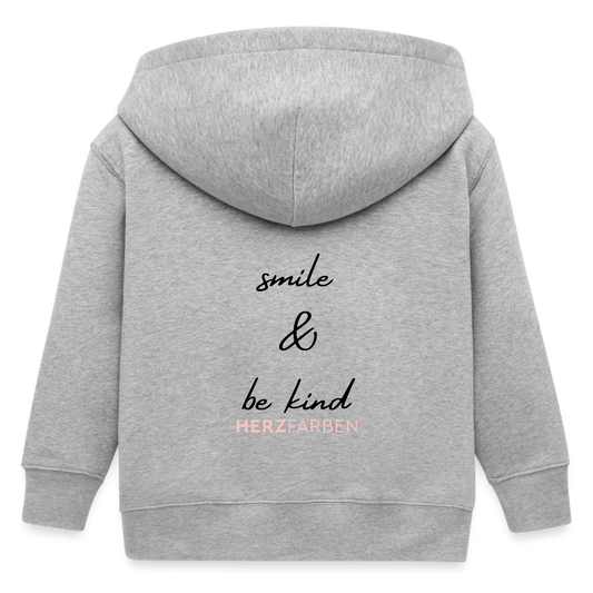 Smile Kinder Bio-Kapuzenjacke – Nachhaltige Jacke mit Rückendesign 🌿✨ - Grau meliert