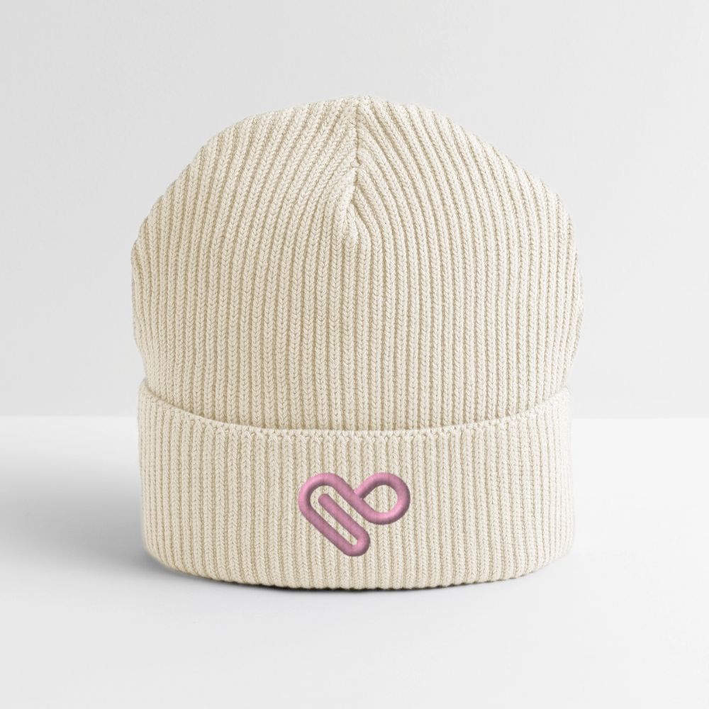Herzfarben Mütze – Cremefarbene Mütze aus 95 % Bio-Baumwolle & 5 % Elasthan - Weißgrau